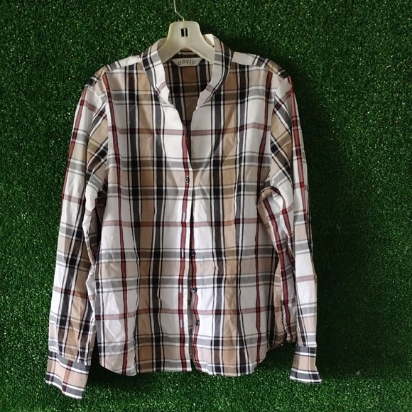 Orvis Casual Button Down Shirt White Black - Picture 1 of 5